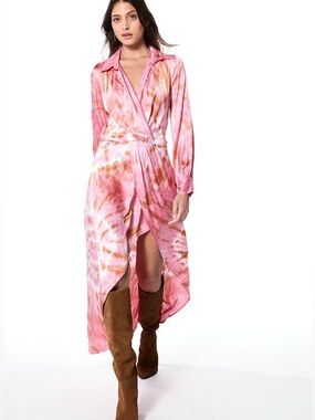 Young Fabulous & Broke- Siren Shirt Dress-  Coral Spin Wash